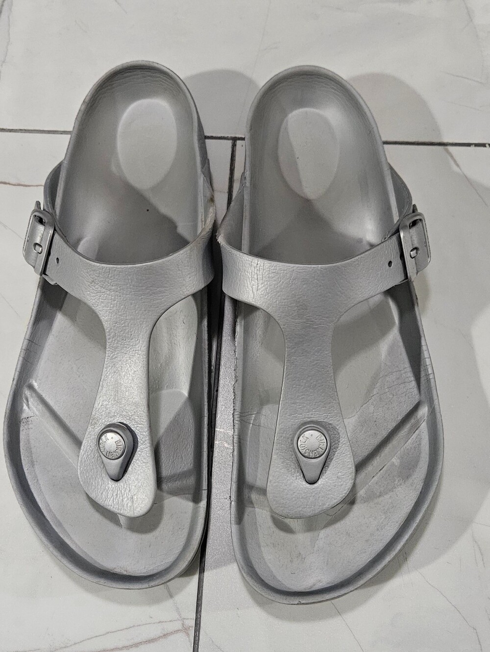Birkenstock Silver Gray EVA Thong Sandals
